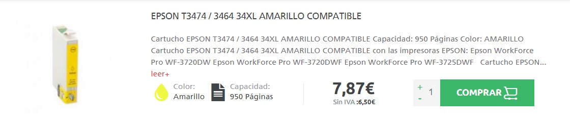 Cartuchos Epson WorkForce Pro WF-3720 / WF-3725 34XL compatibles