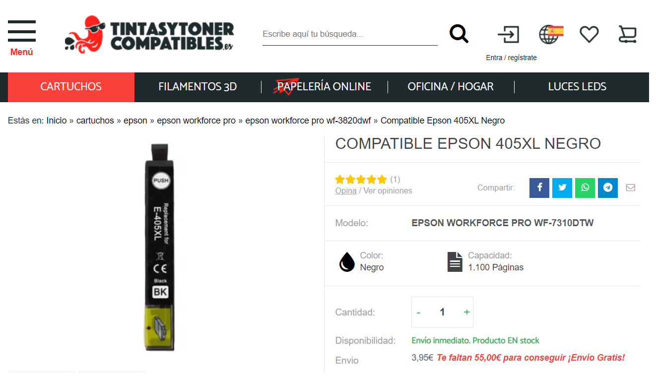 Cartucho negro Epson 405xl