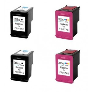 Pack de 4 Cartuchos de tinta HP 302 XL Compatibles