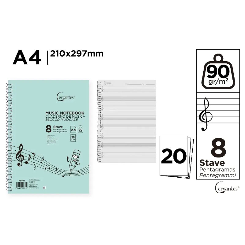 Cuaderno De Música 8 Pentagramas A4
