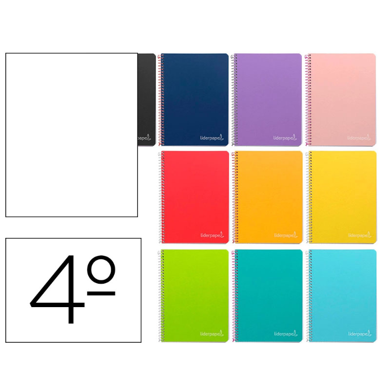CUADERNO ESPIRAL CUARTO WITTY TAPA DURA LISO LIDERPAPEL