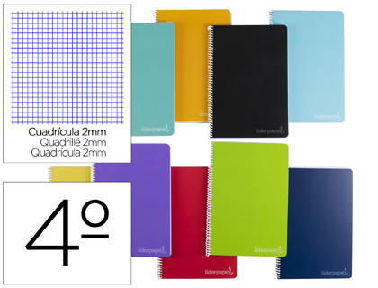 CUADERNO ESPIRAL CUARTO WITTY TAPA DURA MILIMITRADO 2MM LIDERPAPEL