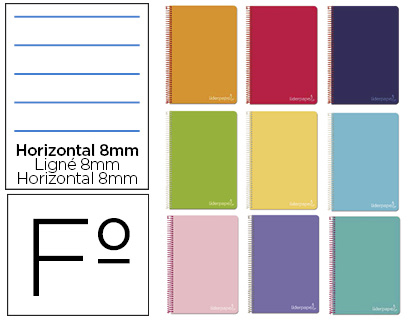 CUADERNO ESPIRAL FOLIO WITTY TAPA DURA RAYADO HORIZONTAL 8MM LIDERPAPEL