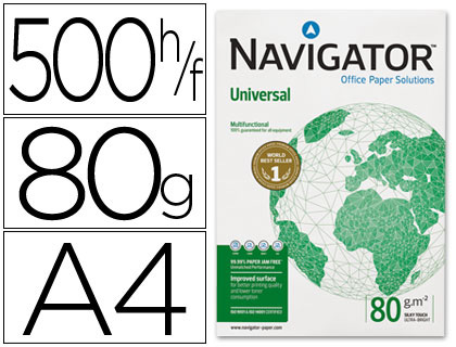 Papel multifuncion A4 Navigator 80 g/m2 500 folios