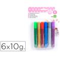 LIDERPAPEL Purpurina pegamento 6 colores metálicos