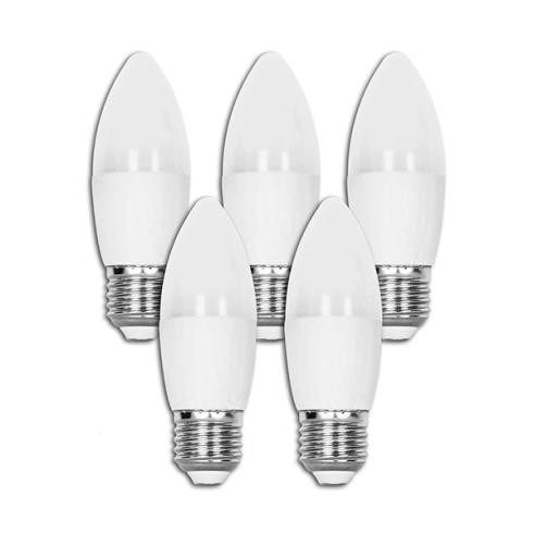 Pack de 5 Bombillas LED A5 C37 / 7W E27 Luz Cálida 3000K
