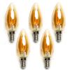 Pack de 5 Bombillas de Filamento LED E14 C35 4W Luz Cálida 2200K