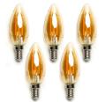 Pack de 5 Bombillas de Filamento LED E14 C35 4W Luz Cálida 2200K