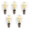 Pack de 5 Bombillas de Filamento LED E14 G45 4W Luz Cálida 2700K