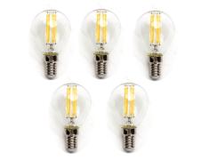 Pack de 5 Bombillas de Filamento LED E14 G45 4W Luz Cálida 2700K