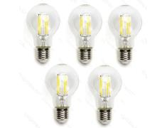 Pack 5 Bombillas de Filamento LED E27 A60 4W Luz Fría 6500K