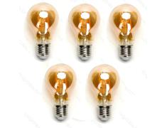 Pack 5 Bombillas de Filamento LED E27 A60 6W Luz Cálida 2200K