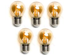 Pack 5 Bombillas de Filamento LED E27 G45 4W Luz Cálida 2200K