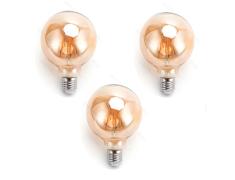 Pack 3 Bombillas de Filamento LED E27 G95 6W Luz Cálida 2200K