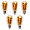 Pack 5 Bombillas de Filamento LED E27 ST64 4W Luz Cálida 2200K