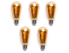 Pack 5 Bombillas de Filamento LED E27 ST64 6W Luz Cálida 2200K