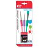 Pincel Infantil Fácil Agarre 3u (Azul Turquesa/Morado/Rosa)