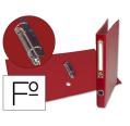 Carpeta de 2 Anillas 25mm Folio Forrado Papercoat con Ollao y Tarjetero Compresor de Plástico Rojo