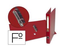 Carpeta de 2 Anillas 25mm Folio Forrado Papercoat con Ollao y Tarjetero Compresor de Plástico Rojo