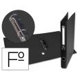 Carpeta de 2 Anillas 25mm Folio Forrado Papercoat con Ollao y Tarjetero Compresor de Plástico Negro