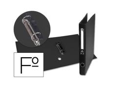 Carpeta de 2 Anillas 25mm Folio Forrado Papercoat con Ollao y Tarjetero Compresor de Plástico Negro