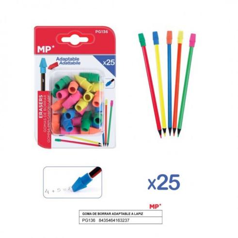 Goma de Borrar Adaptable a Lápiz 25u
