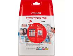 Canon CLI581XL Pack de 4 Originales + 50 Hojas de Papel Fotográfico