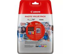Canon CLI-551 Pack de 4 Originales + 50 Hojas de Papel Fotográfico