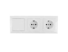 Conjunto de 2 Tomas de Corriente Tipo Schuko + Interruptor de 2 Vías