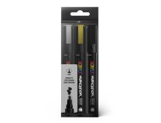 MTN Pack Marcador Acrílico Metálico 3u 2mm (Plata, Oro, Negro)
