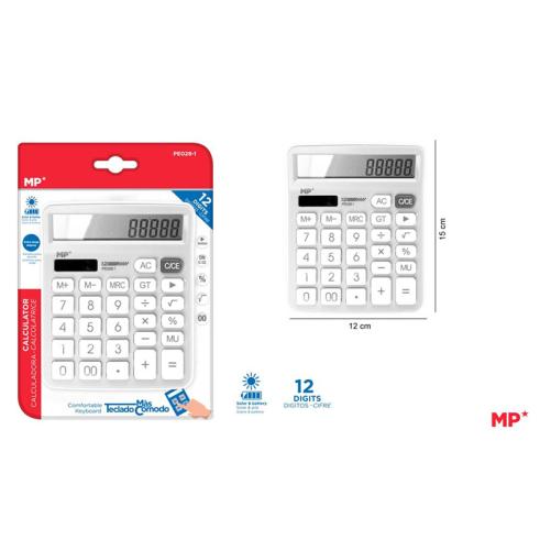Calculadora de Sobremesa Solar y Pilas Blanca 12 Dígitos MP