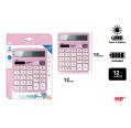 Calculadora de Sobremesa Solar y Pilas Rosa 12 Dígitos MP