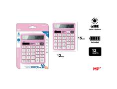 Calculadora de Sobremesa Solar y Pilas Rosa 12 Dígitos MP