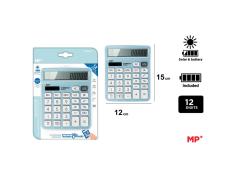 Calculadora de Sobremesa Solar y Pilas Azul Claro 12 Dígitos MP