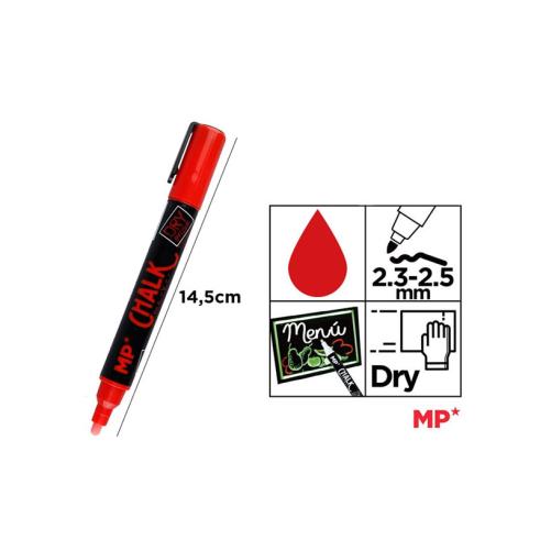 Marcador Tiza Líquida Rojo Limpieza en Seco