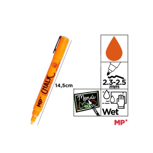 Marcador Tiza Líquida Naranja Limpieza en Húmedo