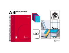 Cuaderno Cervantes Espiral A4 de Cuadrícula 5x5mm Tapa ExtraDura de 120 Hojas 90g