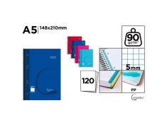 Cuaderno Cervantes Espiral A5 de Cuadrícula 5x5mm Tapa Dura de 120 Hojas 90g