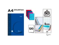 Cuaderno Cervantes Espiral A4 de Cuadrícula 5x5mm Tapa Dura de 120 Hojas 90g