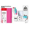 Cuaderno Cervantes Espiral A4 con 3 Separadores de Cuadrícula 5x5mm Tapa Dura de 120 Hojas 90g Rosa/Verde Agua/Celeste