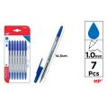 Pack de Bolígrafos Azules Punta 1mm 7u MP