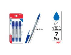 Pack de Bolígrafos Azules Punta 1mm 7u MP