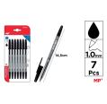 Pack de Bolígrafos Negros Punta 1mm 7u MP