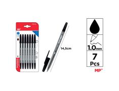 Pack de Bolígrafos Negros Punta 1mm 7u MP