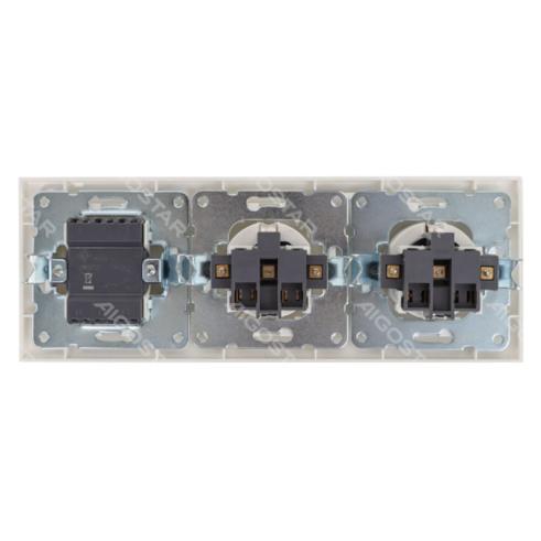 Conjunto de 2 Tomas de Corriente Tipo Schuko + Interruptor de 2 Vías