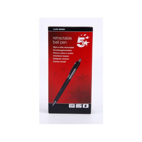 5* BOLIGRAFO RETRACTIL TRAZO 0.5 MM. NEGRO