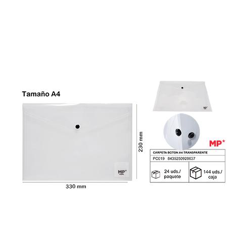 CARPETA SOBRE CON BOTON TRANSPARENTE A4 MP