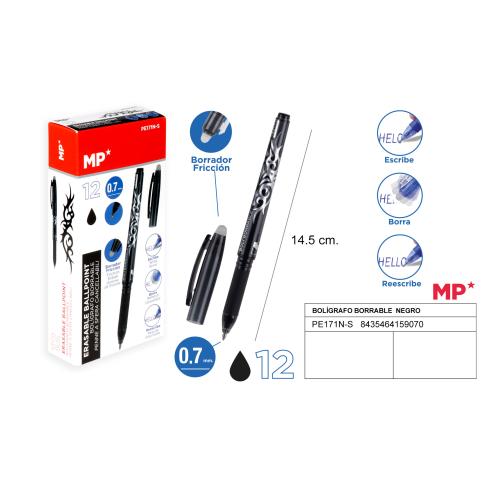 BOLIGRAFO BORRABLE NEGRO MP