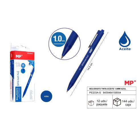 BOLIGRAFO TINTA ACEITE 1.0mm AZUL MP