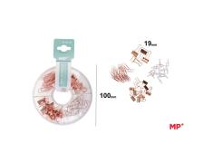 Accesorios de Escritorio Rose Gold - Rosquilla con Pinzas de 2 tamaños, Clips pequeños y Chinchetas